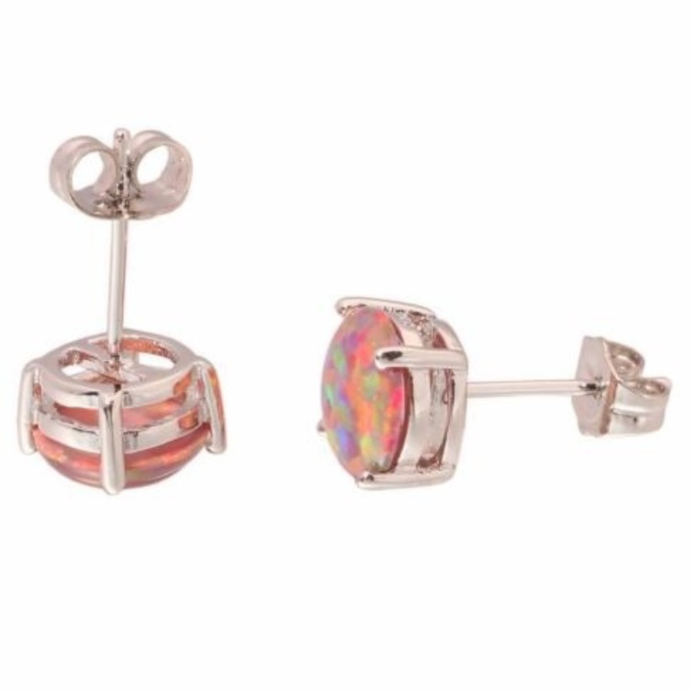 Orange fire Opal studs - Picture 2 of 4